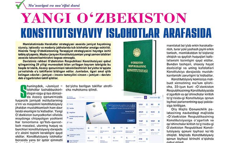 Yangi oʻzbekiston konstitutsiyaviy islohotlar arafasida