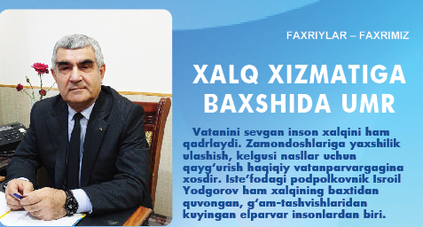 Халқ хизматига бахшида умр